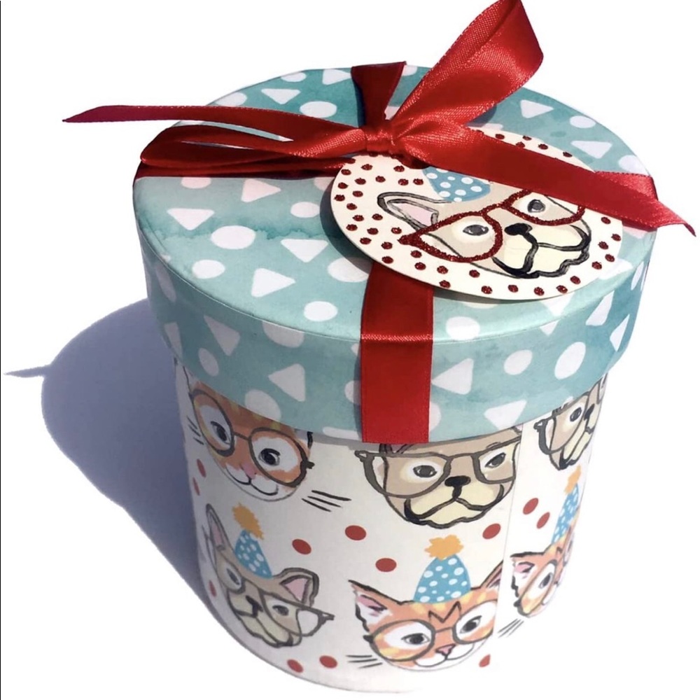 Molly & Rex Party Dogs & Cats Trinket Gift Box with Tag, Small Cylinder (12762)